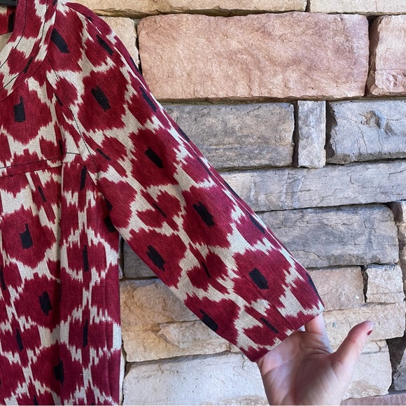 Michael Kors red tan linen 3/4 sleeve jacket Like New Medium - Picture 3 of 14